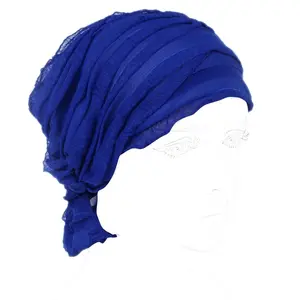 Ruffled Muslim turban beanie, chemo patient bandana, ethnic stretchy hijab