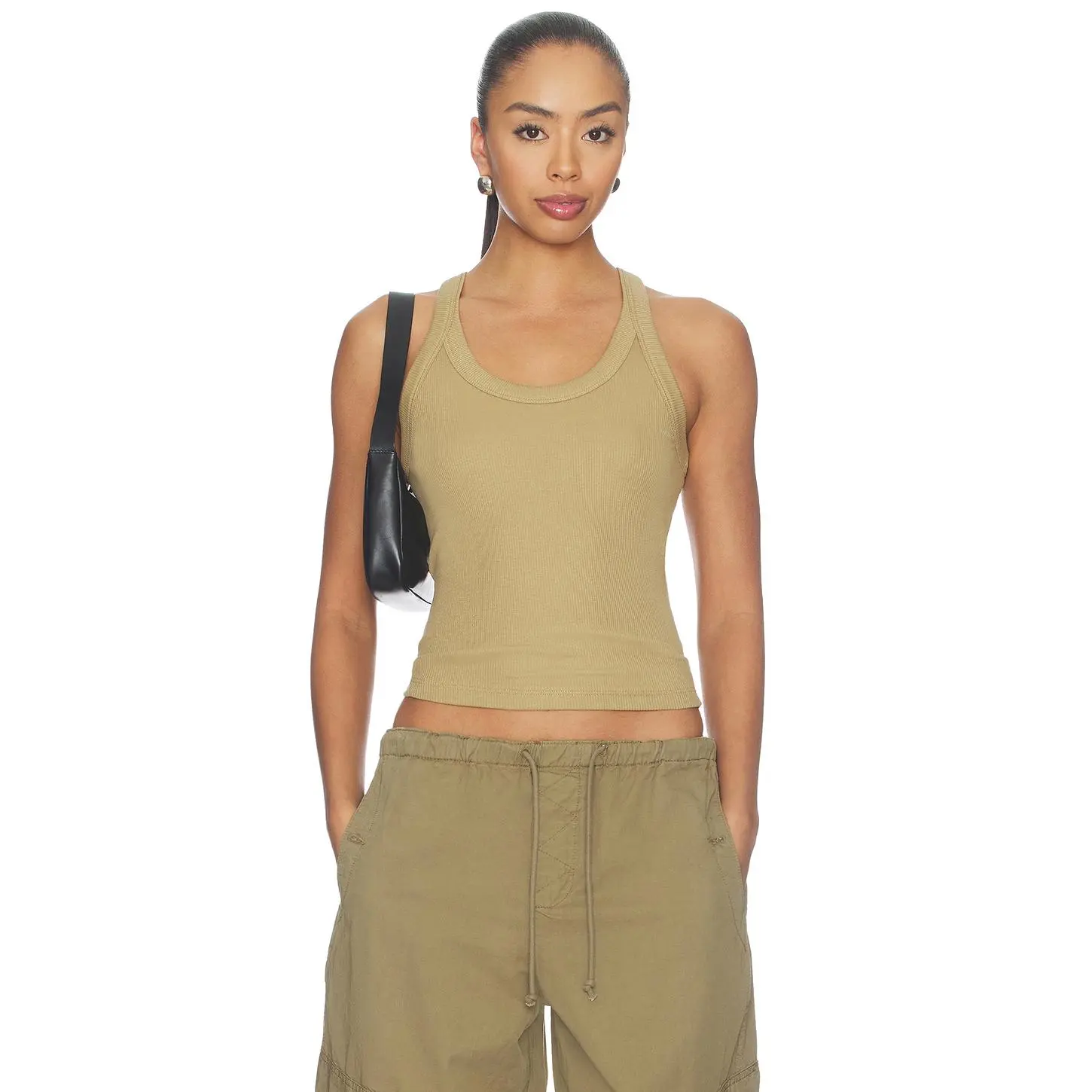 Rag & Bone The Essential Rib Wide String Tank in Toffee