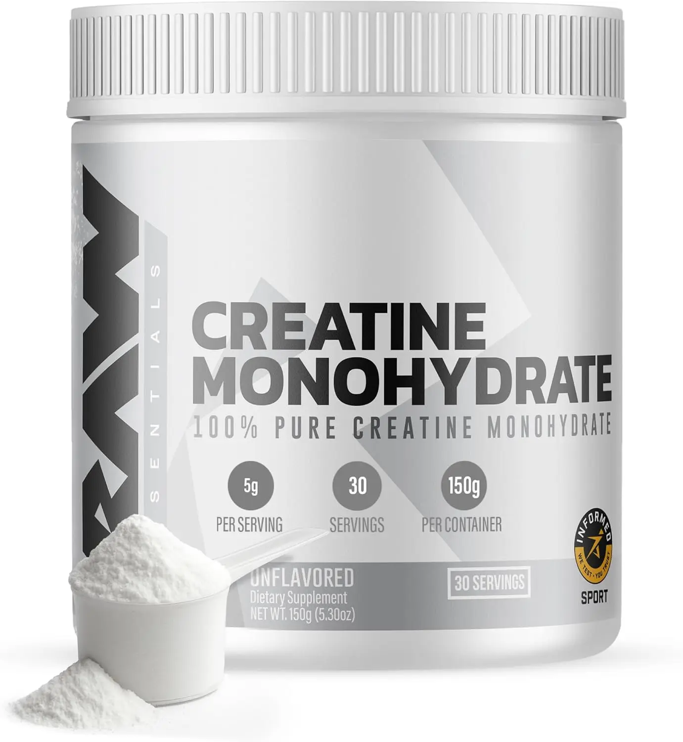 RAW Nutrition Micronized Creatine Monohydrate Powder, Unflavored (30 Servings) - Fitness Supplement for Workout Performance, Muscle & Strength Building - For Men & Women