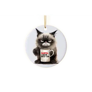 Funny "Santa, I've been Nice-ish" Grumpy Cat Holiday Ornament
