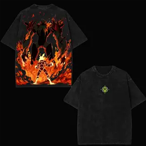 Ben 10 Heatblast Flame Washed Tee – Oversized Vintage Style Fire Battle Tee Double Printed Oversize Lightweight Acid Washed Tee, TV Show Graphic Tee, Gift T-Shirt For Comic Lover