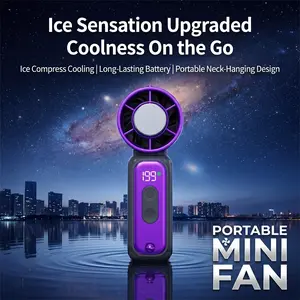2026 thumb fan, mini, long battery life, pocket size, neck-worn design, 3600 mAh battery, up to 199 wind speed levels, includes lanyard. Suitable for indoor use, commuting, office, camping, and a Mother’s Day gift. Suitable for both men and women