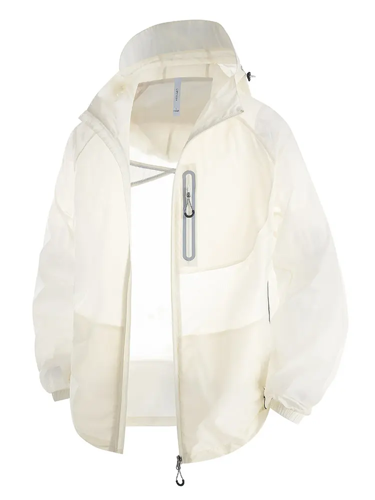 Unisex summer lightweight sun jacket/outerwear, hooded, breathable solid color, UV protection ice silk sunshade—ideal for outdoor cycling, mountaineering, commuting, and as a skin layer.
