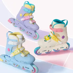Nattork Inline Skates for Kids Teens Ages 4-12, 4-Size Adjustable Rollerblades, 70mm High-Rebound PU Wheels Smooth Glide, Birthday Gift, Purple/Blue/White