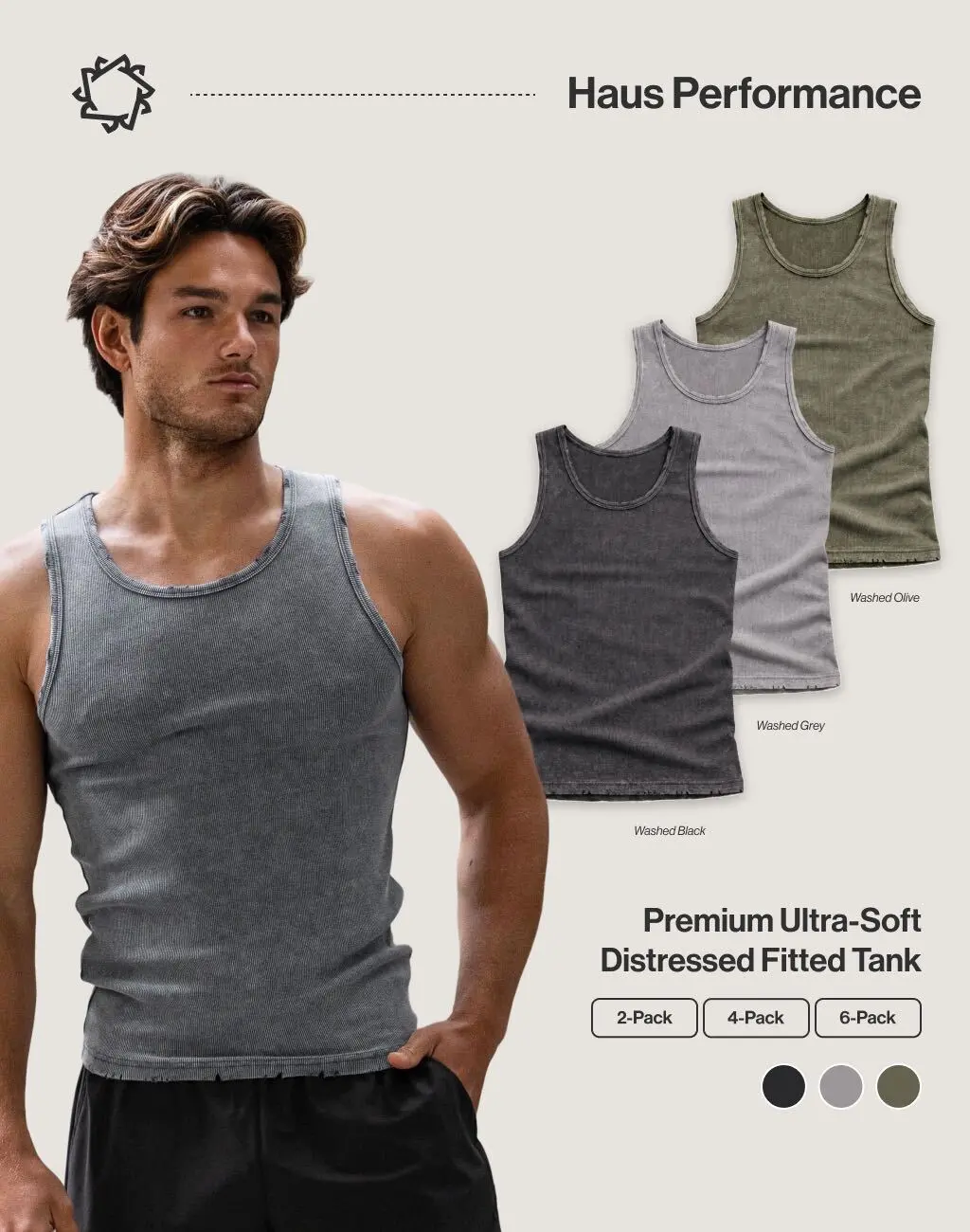 Haus | Premium Ultra-Soft Cotton Distressed Fitted Tanks
