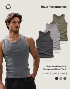 Haus | Premium Ultra-Soft Cotton Distressed Fitted Tanks