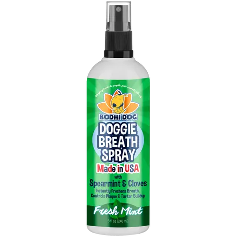 Doggie Breath Spray - Made in USA by Bodhi Dog, Fresh Mint for Plaque Control & Tartar Cleaning, Freshens Breath, 8 fl oz