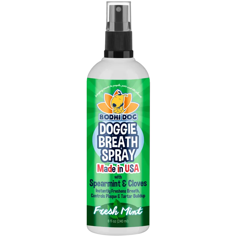 Doggie Breath Spray - Made in USA by Bodhi Dog, Fresh Mint for Plaque Control & Tartar Cleaning, Freshens Breath, 8 fl oz