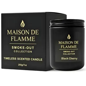 Maison De Flamme Smoke-Out Candle – Black Cherry | Odor-Eliminating Scented Candle (Black Jar, 200g/7oz)