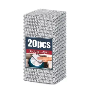 10/20-Pack single layer Premium Stainless Steel Dish Scrubbers – Heavy Duty Non-Scratch Cleaning Pads for Pots, Pans & Sinks | Reusable, Rust-Proof & Dishwasher Safe (Silver)