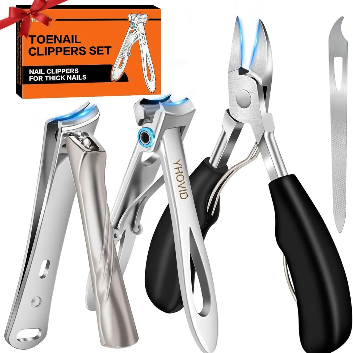 Toe Nail Clippers for Men, Toenail Clippers for Thick Nails for Seniors, German Ultra Sharp Stainless Steel Fingernail Clipper with Catcher, Heavy Duty Ingrown Nail Cutter Long Handle with Wide Jaw
