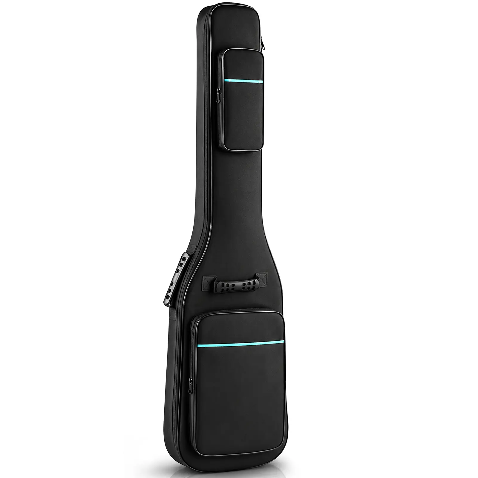 600D Oxford Cloth Oversized Electric Bass Guitar Bag - Black With Blue Line, Minimalist Classic Dustproof Case, Shock Absorption, Ergonomic Portable Design, Adjustable Widened Shoulder Straps for Bass Beginners, Home Storage