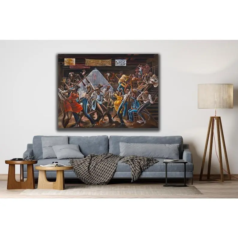 The Sugar Shack Poster | Ernie Barnes African American Art – Soulful Figurative Painting