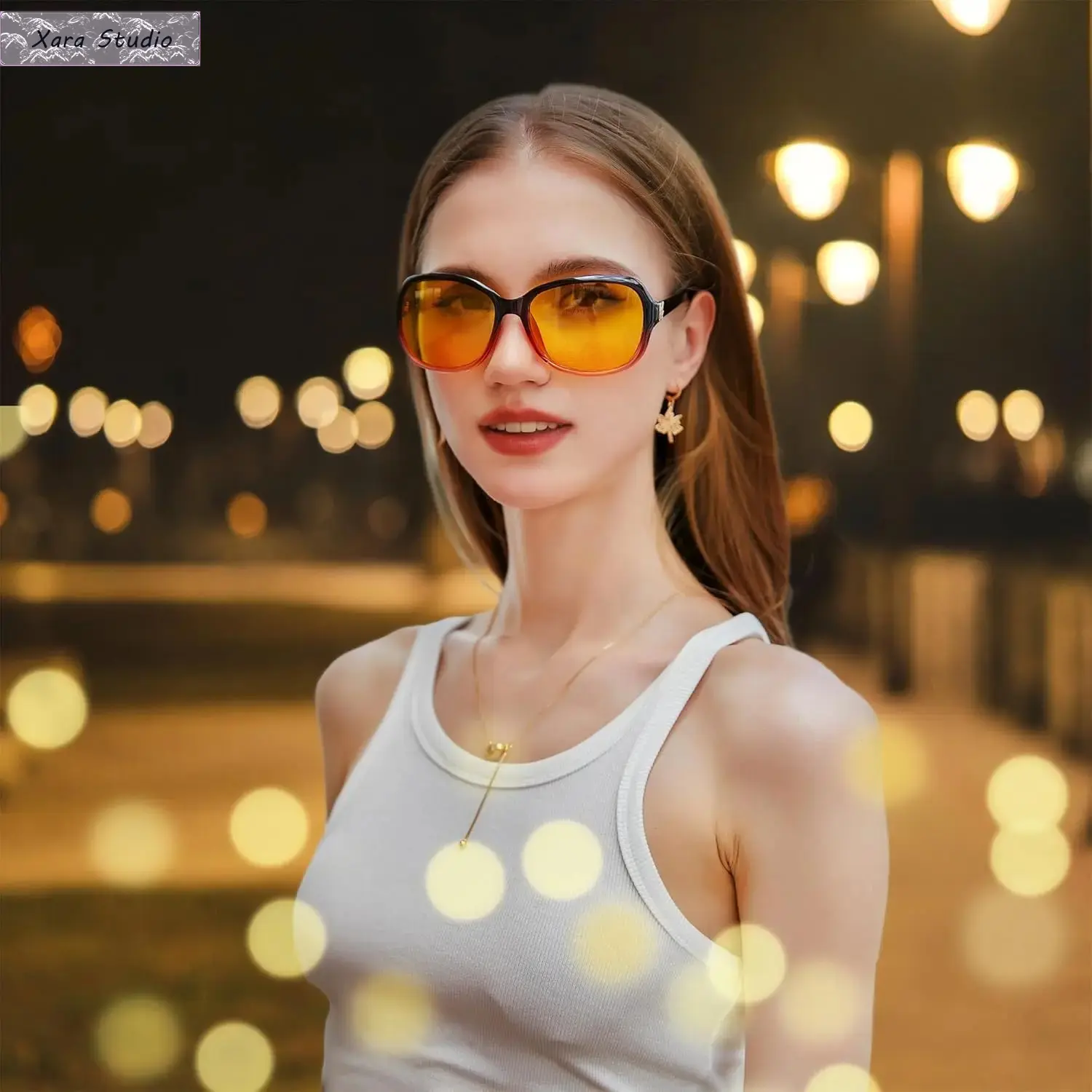 Women's Classic Tinted Wraparound Sunglasses - Anti-Glare Yellow Eyewear Fashion, Lightweight Comfortable Eye Protection, Contrast-Enhancing for Driving, Extended Wear Stylish Accessory, Female