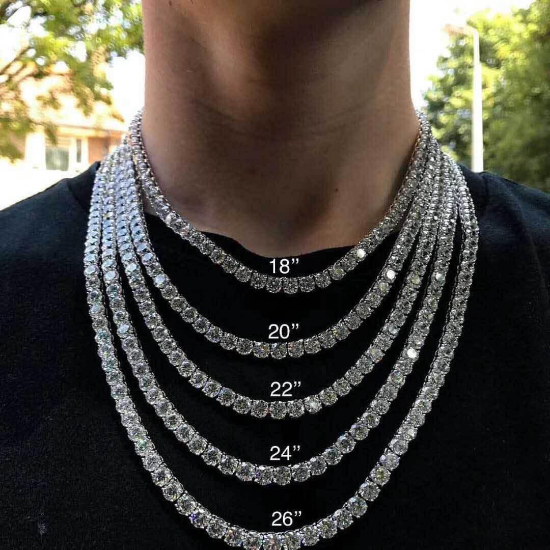 14k gold-plated 6mm European and American hip-hop style diamond tennis necklace, a fashion jewelry for boys and girls, casual and versatile, luxury items