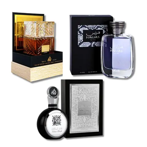 Lattafa Fakhar Men & Khamrah & Rasasi Hawas Bundle - 3x100ml Eau de Parfum Set Long Lasting Fragrance
