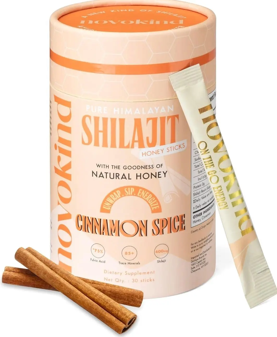 400mg Himalayan Shilajit for Men with Honey - Cinnamon, On-The-Go Energy Sticks & Immune Support for Women | 75%+ Fulvic Acid | 85+ Trace Minerals, 100% Natural, Pack of 30