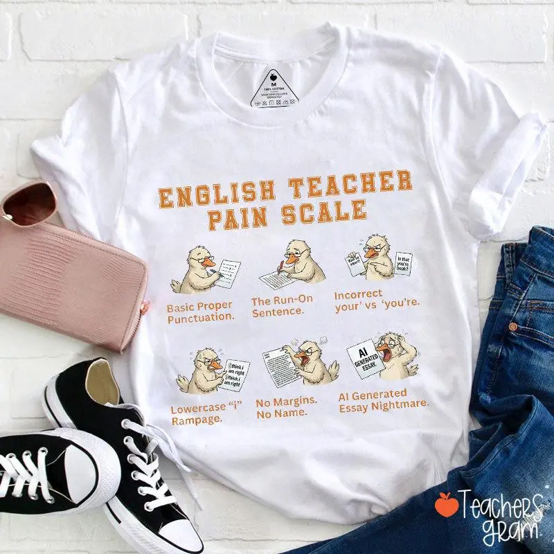 English Teacher Pain Scale Teacher T-Shirt
