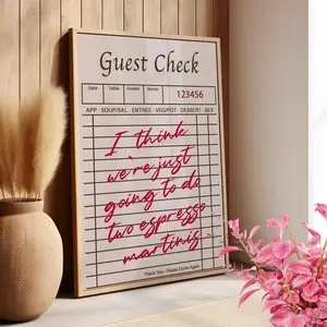 Espresso Marini Guest Check Poster, Vintage Bar Cart Decoration, Retro Cocktail Receipt Print, Coffee Lover Wall Art