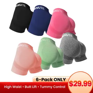 Hijesse Women's High Waist 6-Pack Workout Shorts Letter Print Tummy Control Butt Lift Gym Shorts Breathable Comfort High Stretch Material Versatile Use Black Girl Outfits - Casual