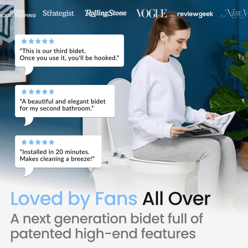 LUXE Bidet NEO 120 Plus - Rear Wash Only, Bidet Attachment for Toilet Seat, Easy Slide-in Install, Patented 360° Self-Clean, and Flip Feature