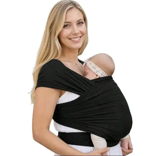 A baby pure color back carrier Baby Wrap Carrier,Hands Free Baby Carrier Sling,Lightweight,Breathable,Softness,Perfect for Newborn Infants and Babies Shower Gift,Black