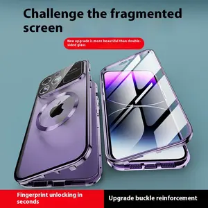 Privacy & Protection Combined! Deep Purple Magnetic Case with Privacy Screen Heavy Duty Metal Frame Full Body Defense Cool Gadgets Phone Holder Car Dark Purple Protective Smartphone