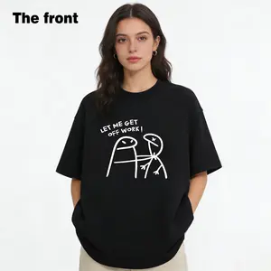 Funny "Let Me Get Off Work" Stick Figure Graphic T-Shirt| Casual Work Humor Stick Figure T-Shirt| Black White Tee for Men & Women|