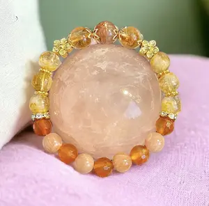 Ray of Sunshine; Brings Joy, Optimism, & Promote Positive Life Choices, Motivates for Success; Arusha Sunstone, Citrine, Carnelian Bracelet
