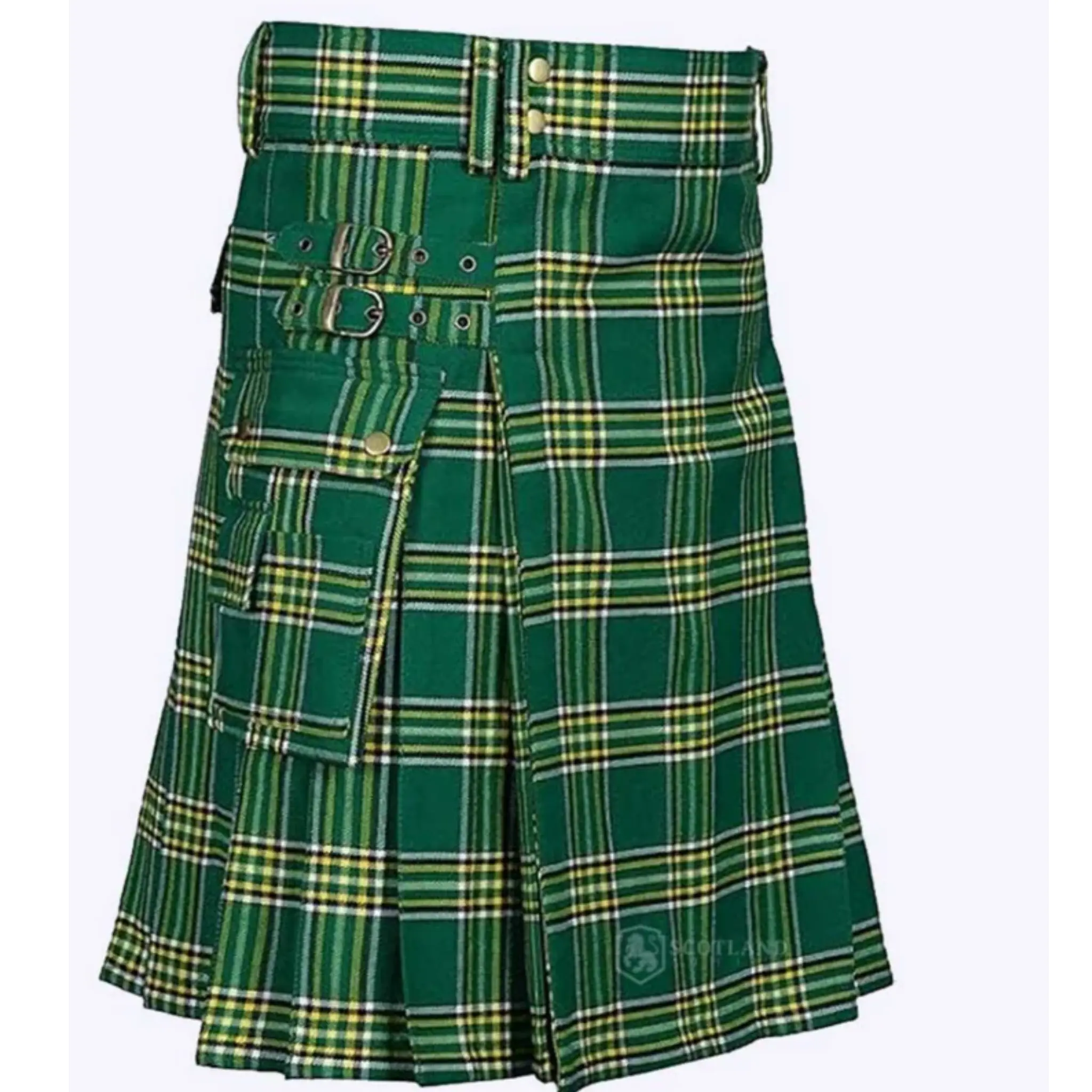 Traditional Scottish Wedding 5 Yard Utility Irish Kilt For Men Made to Order Green Tartan Kilt Authentic Design Premium Materials Comfortable Fit Practicality Meets Style Versatile Styling