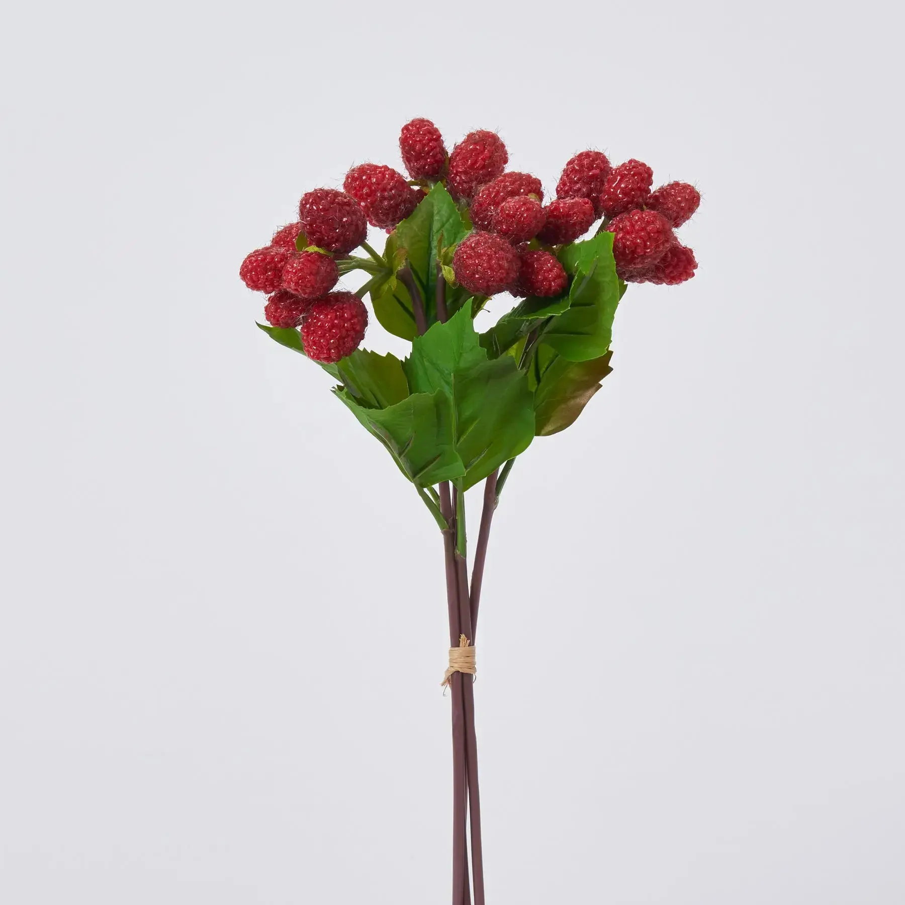 Lifelike Burgundy Red Artificial Raspberry Fruit & Leaf Bouquet - 4 Wired Stems, 12" Home Decor Plants Set for Home Supplies, Fruit Bouquet, Elevated Home Artificial Fruits