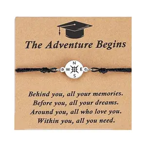 Class of 2025,Personalized Gifts for College High School 5th Grade 8th Grade,Personalized Graduation Gifts for Her/Him,Compass Graduation adjustable bracelet with Graduation Gift Card kindergarten class limited release Inspirational Words