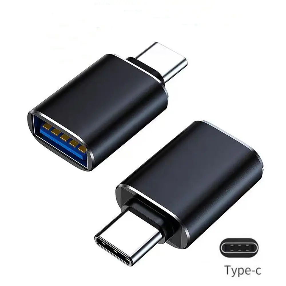 High-Speed USB 3.0 to Type-C Male Adapter - Black Durable Car Electronics Converter, Plug-and-Play On-the-Go Data Sync & Charging for Tablets, Laptops, Flash Drives, Computer Peripherals