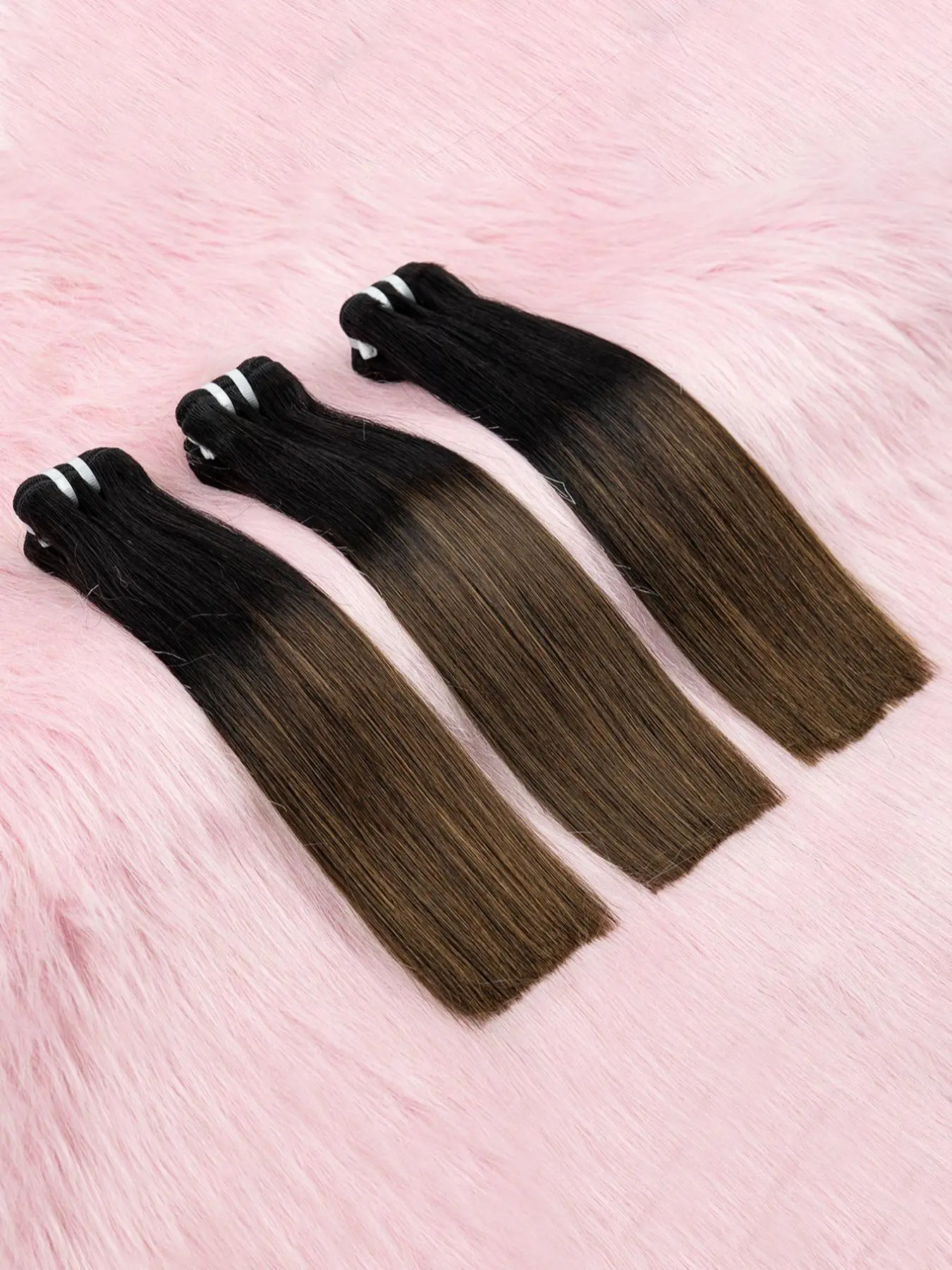 Ombre Brown Straight Human Hair Bundles, 1/3 Bundles Remy Hair Extensions, Natural Human Hair for Women, Can Be Dyed & Bleached, Hair Weave Extensions