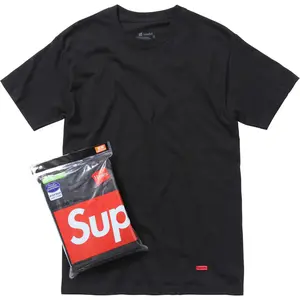 Supreme Hanes Tagless Tees (3 Pack) Black Men's 100% Authentic Comfortable Everyday Wear Tshirt Gym Casual Soft Cotton Short Sleeve