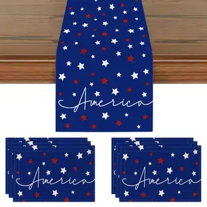 July 4th Independence Day Tablecloth, Blue Star Stripes, Home Restaurant Decor, Indoor Outdoor Party Supplies, Holiday Gift