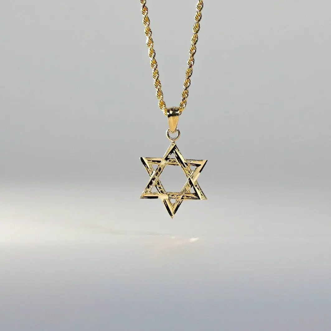 14K Gold Medium Star of David Pendant - Model 1506