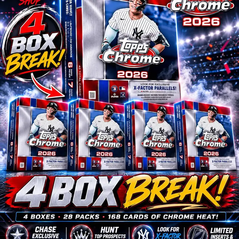 Break #1 4 Mega Box 2025-2026 Topps Chrome Baseball. Pick your own Team!