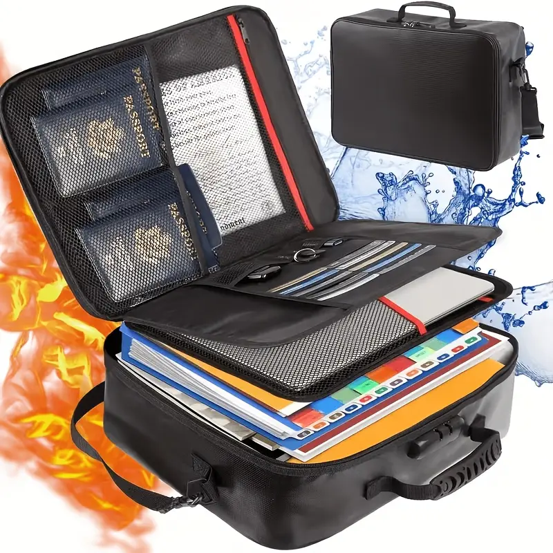 Fireproof File Box with Lock - Waterproof Storage Bag, Multi-Layer Organizers, Fire-Resistant Hold, Job-Prep Organizer for Home Organization, Class of ’26 Pride & Class-Year Decor