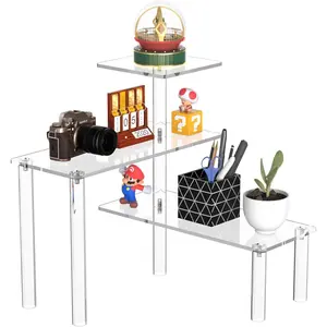 Clear Countertop Corner Organizer Shelf 11.8x11.8x12.4 Inch, 3 Tier Acrylic Organizer Corner Shelf for Countertop, Saver, Moisture