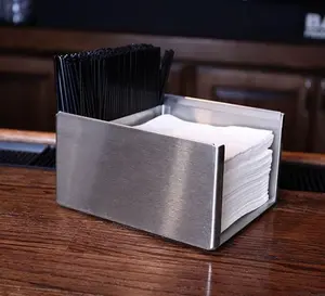 BarConic® Square Stainless Steel Napkin Holder - 3.5" Tall