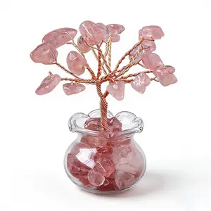 Natural Crystal Tree on Mini Fish Tank Base,Healing Crystal Stones,Spiritual Meditation,Positive Energy Good Luck,Room Office Desk Decor,Birthday Gifts for Sister Mom&Dad