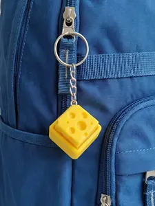 1pc Creative Cheese Keyboard Caps Keychain,Novelty Sensory Fidget Keychain Stress Relief Pop Fidget Toys Keychain Cheese Mechanical Button Pendant Keychains Vibrant Pressure-Relief Keycap Toy Gift for Friend,Make Click Sound