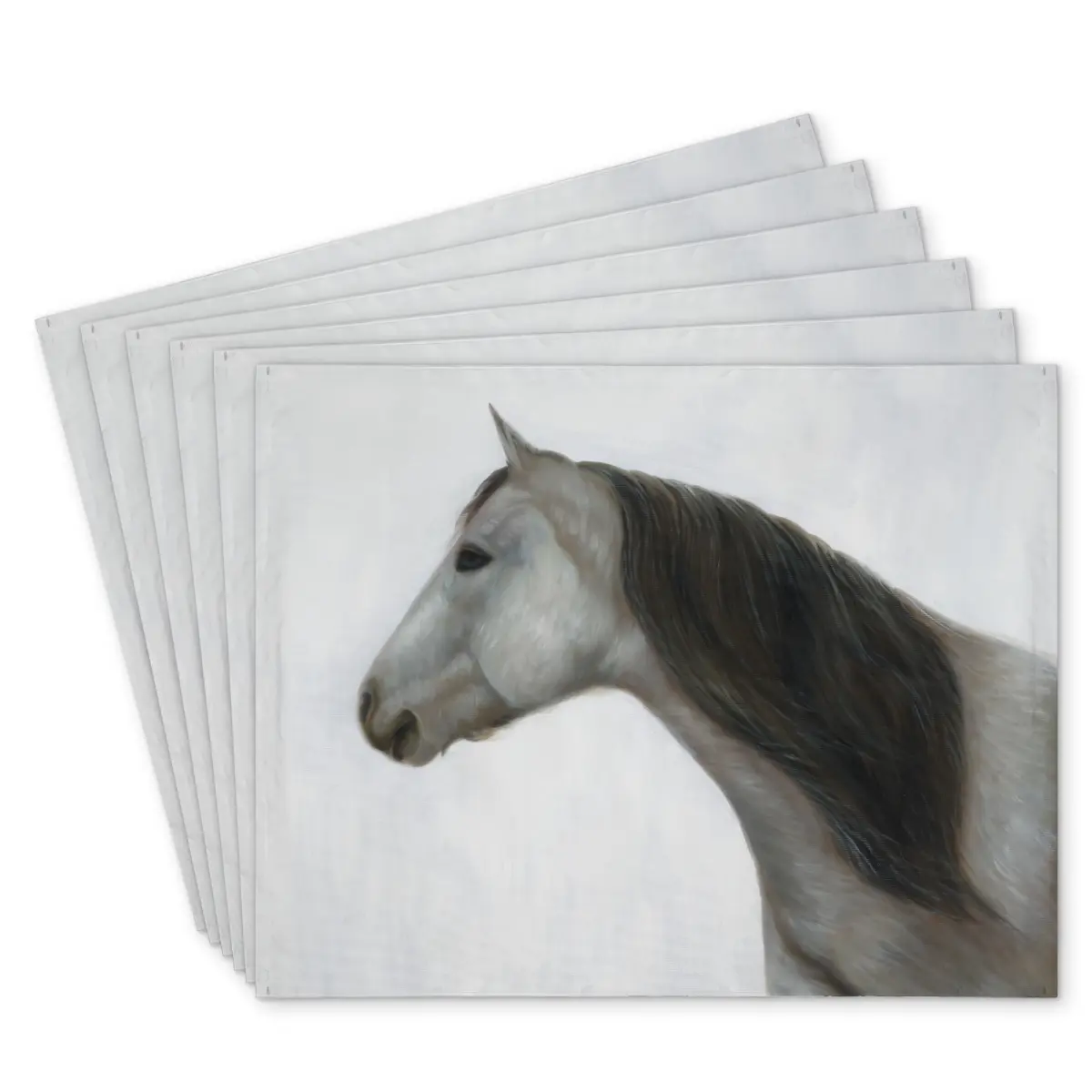 360 Stand Sturdy Equestrian Motifs Winter Polyester Placemat & Coaster Set (Set of 6) - 14x18 in Rectangle Casual Placemats & Coasters, Dining Durable Kitchen Tableware for Decor Enthusiasts, Sturdy Set, Horse Lovers
