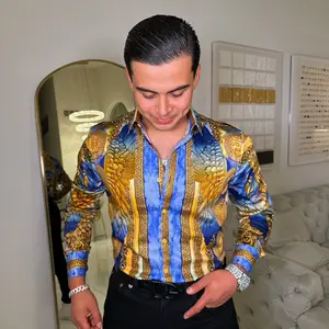 Menswear Long Sleeve Rhinestone Shirt
