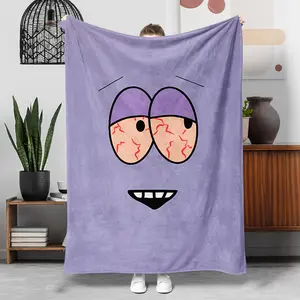 1 piece of cartoon emoji themed flannel blanket, suitable for sofa, bed, office nap shawl, outdoor travel and camping blanket, extra-large soft and comfortable blanket