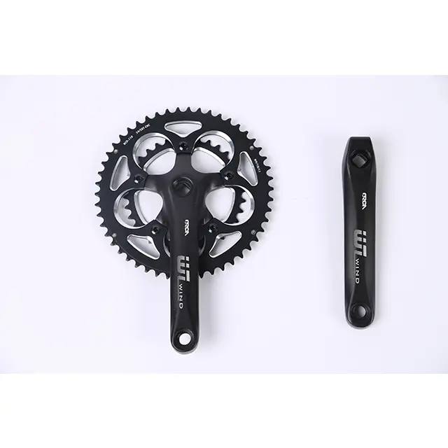 Square Taper Square Hole CNC Bike Crankset, 170mm Arms, 34/50T Double Rings Chainrings, Black (Bottom Bracket Not Included)