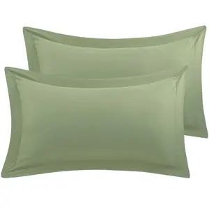 PiccoCasa 100% Brushed Microfiber Sage Pillow Shams, Soft and Comfortable Pillow Cases King Size, Decorative Pillow Cover 20x36 Inches Oxford Pillowcases