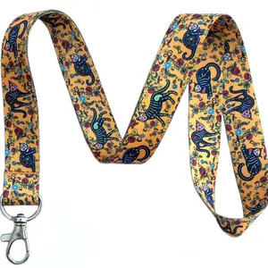 Execucat Lanyard - Sugar Skull Cats (Golden Orange)