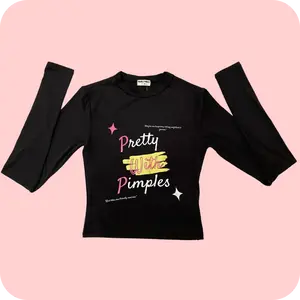 Pretty With Pimples - Long Sleeve Crop Top Womenswear Comfort Slim